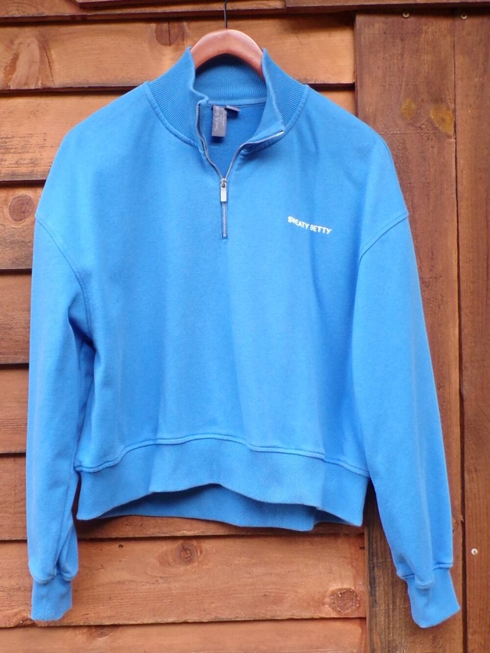 Sweaty Betty Revive Half-Zip Blue Cropped Pullover Sweatshirt Top Sz US 6-8